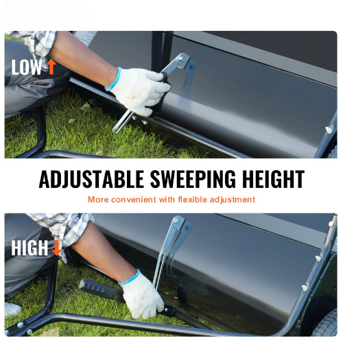 lawn sweeper height adjustable